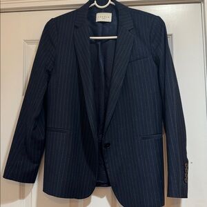 Sandro Paris Dark Blue Pinstripe Blazer